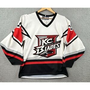 VINTAGE Kansas City Blades Bauer Hockey Jersey Adult Small White IHL